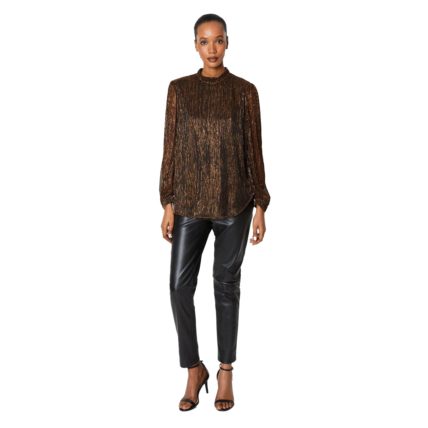 Bronze - Lifestyle - Principles Womens-Ladies Plisse High-Neck Blouse