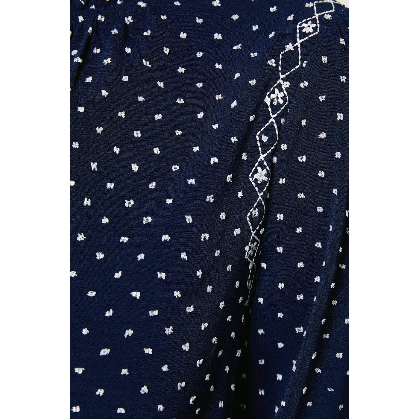 Navy - Side - Principles Womens-Ladies Embroidered Detail Blouse
