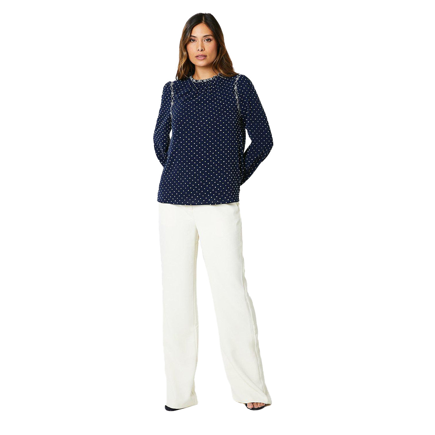 Navy - Lifestyle - Principles Womens-Ladies Embroidered Detail Blouse