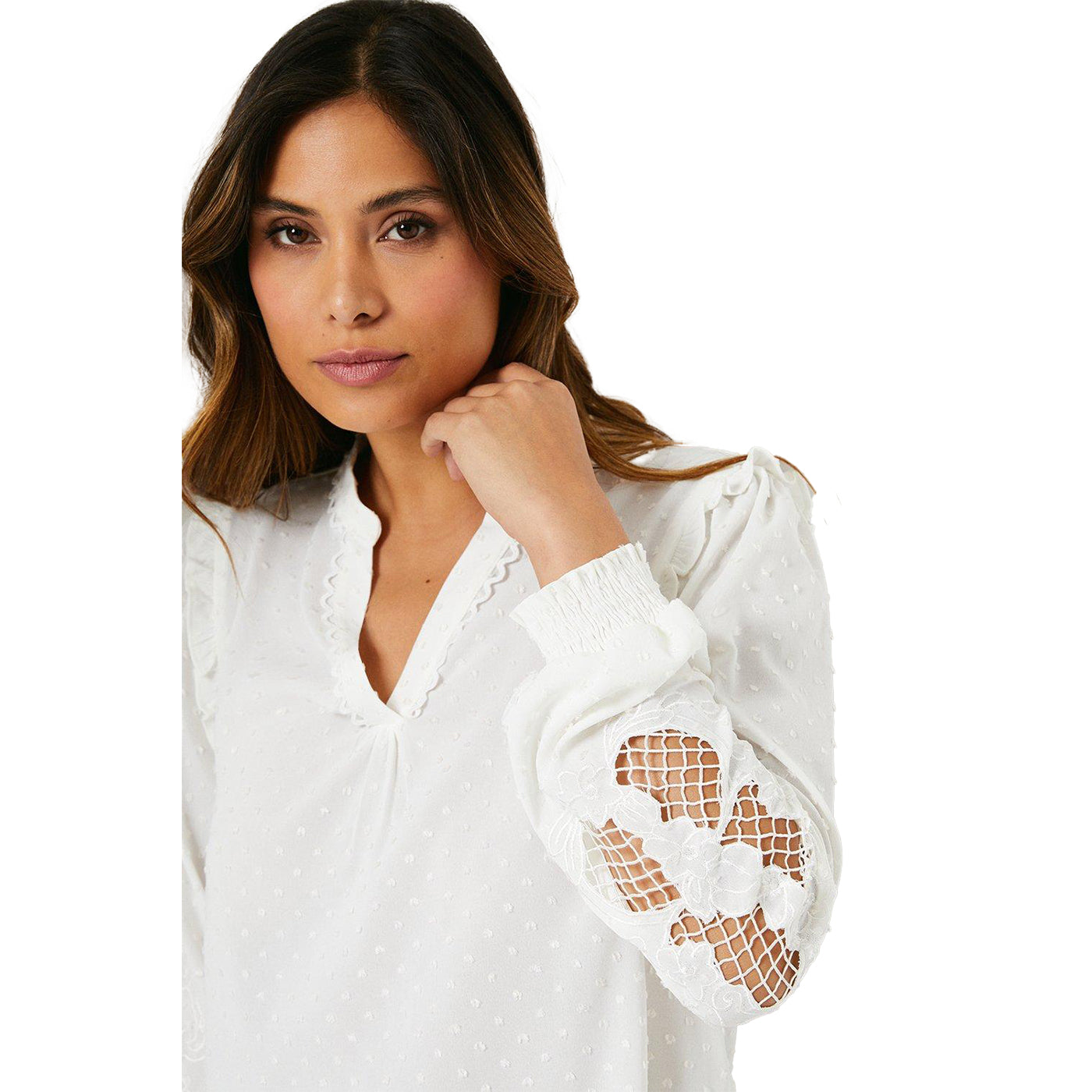 Ivory - Side - Principles Womens-Ladies Embroidered Detail Blouse