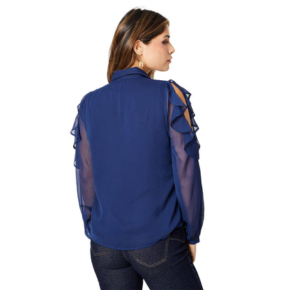 Navy - Back - Principles Womens-Ladies Cold Shoulder Blouse
