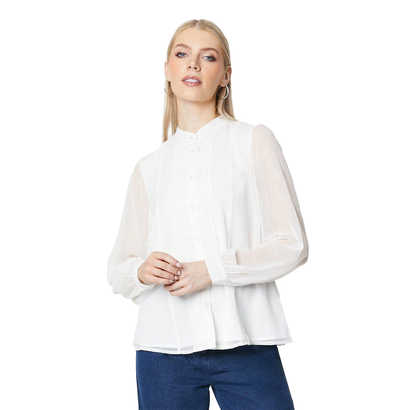 Ivory - Front - Principles Womens-Ladies Pleated Frill Detail Blouse