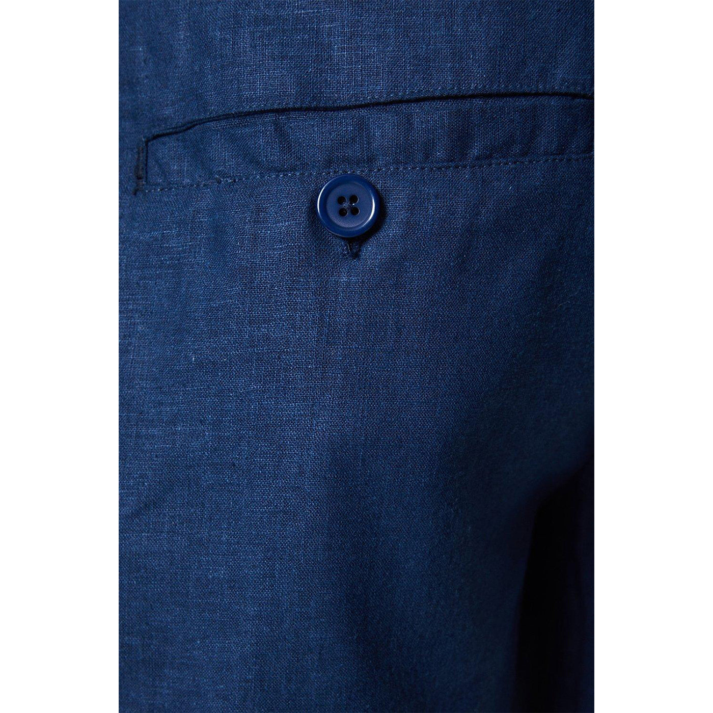 Navy - Side - Maine Mens Linen Blend Shorts