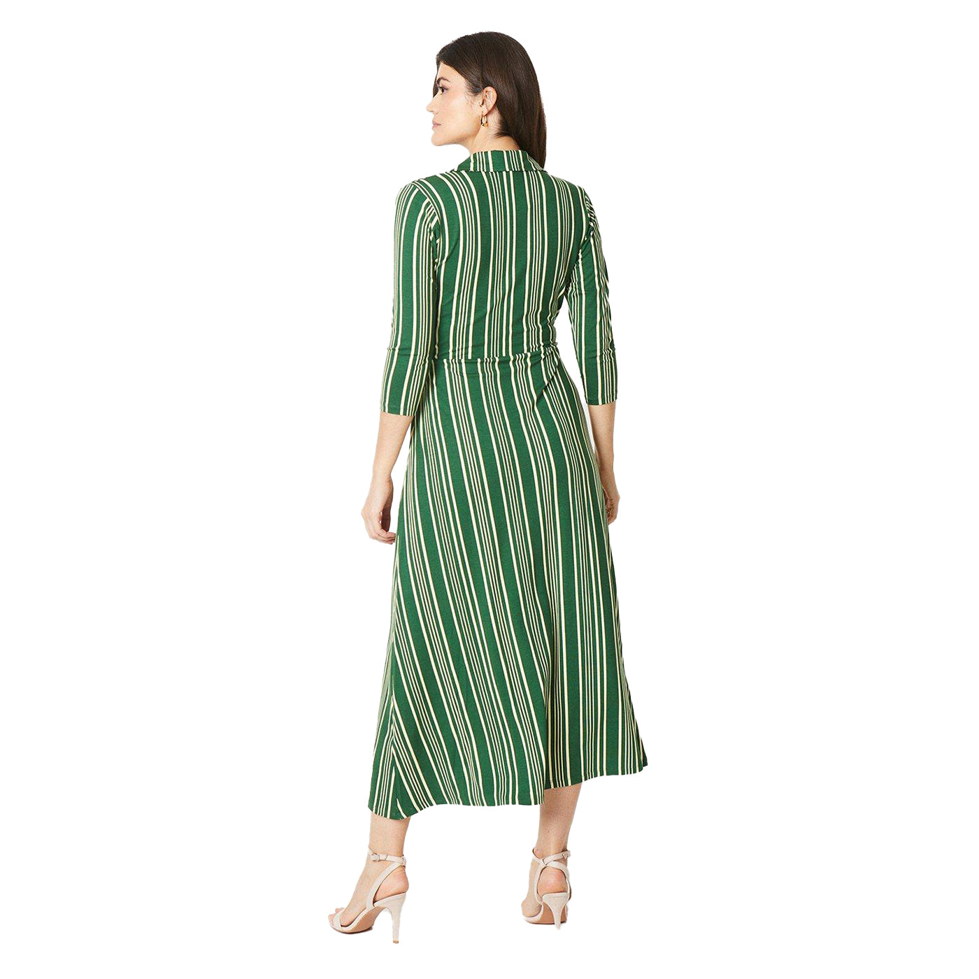 Green - Back - Principles Womens-Ladies Collared Jersey Wrap Midi Dress