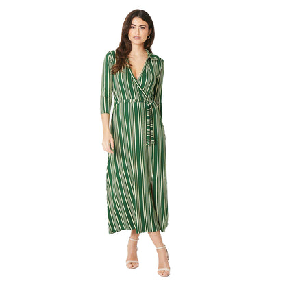 Green - Front - Principles Womens-Ladies Collared Jersey Wrap Midi Dress