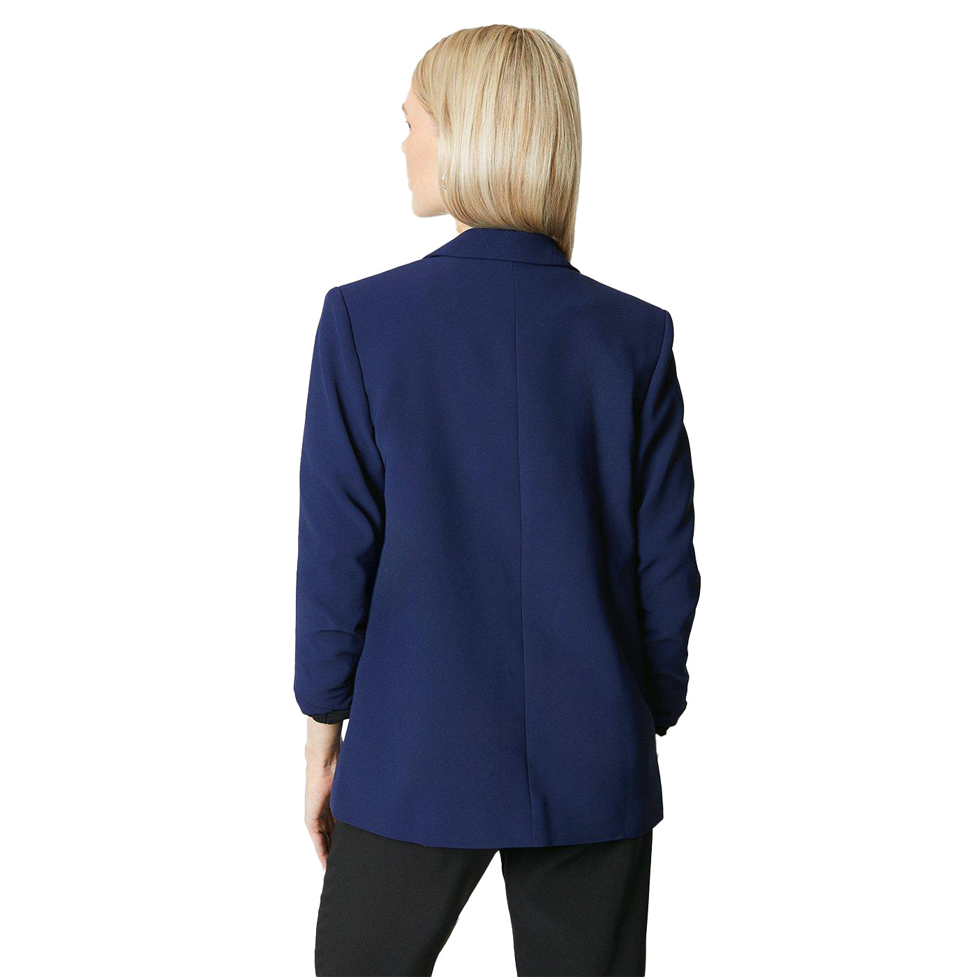 Navy - Back - Principles Womens-Ladies Edge To Edge Ruched Blazer