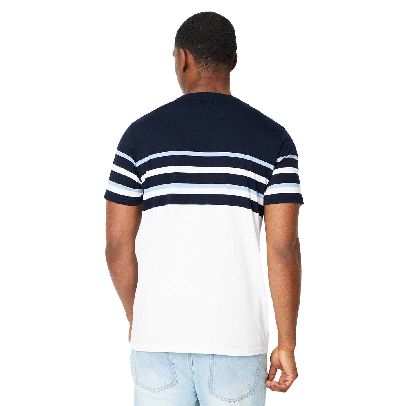 Blue - Back - Maine Mens Atlanta Stripe T-Shirt