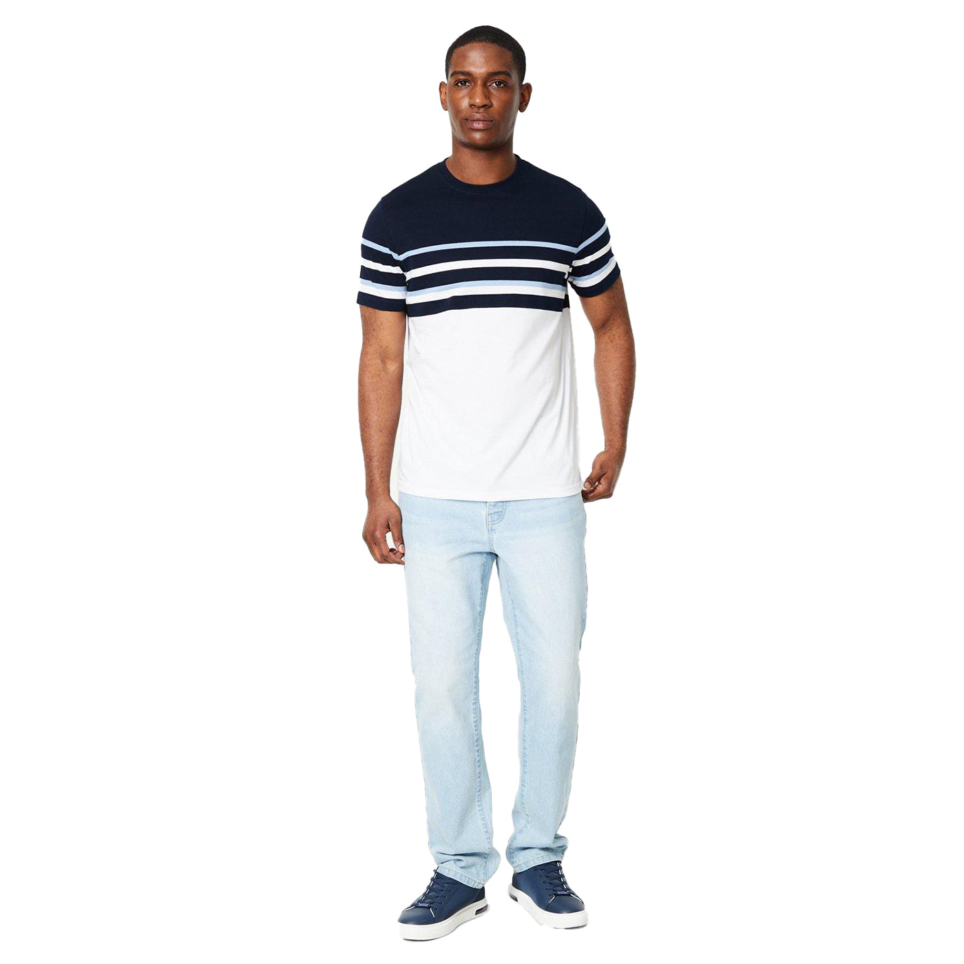 Blue - Lifestyle - Maine Mens Atlanta Stripe T-Shirt