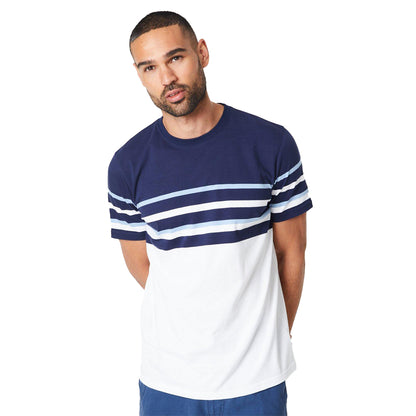 Navy - Front - Maine Mens Atlanta Stripe T-Shirt