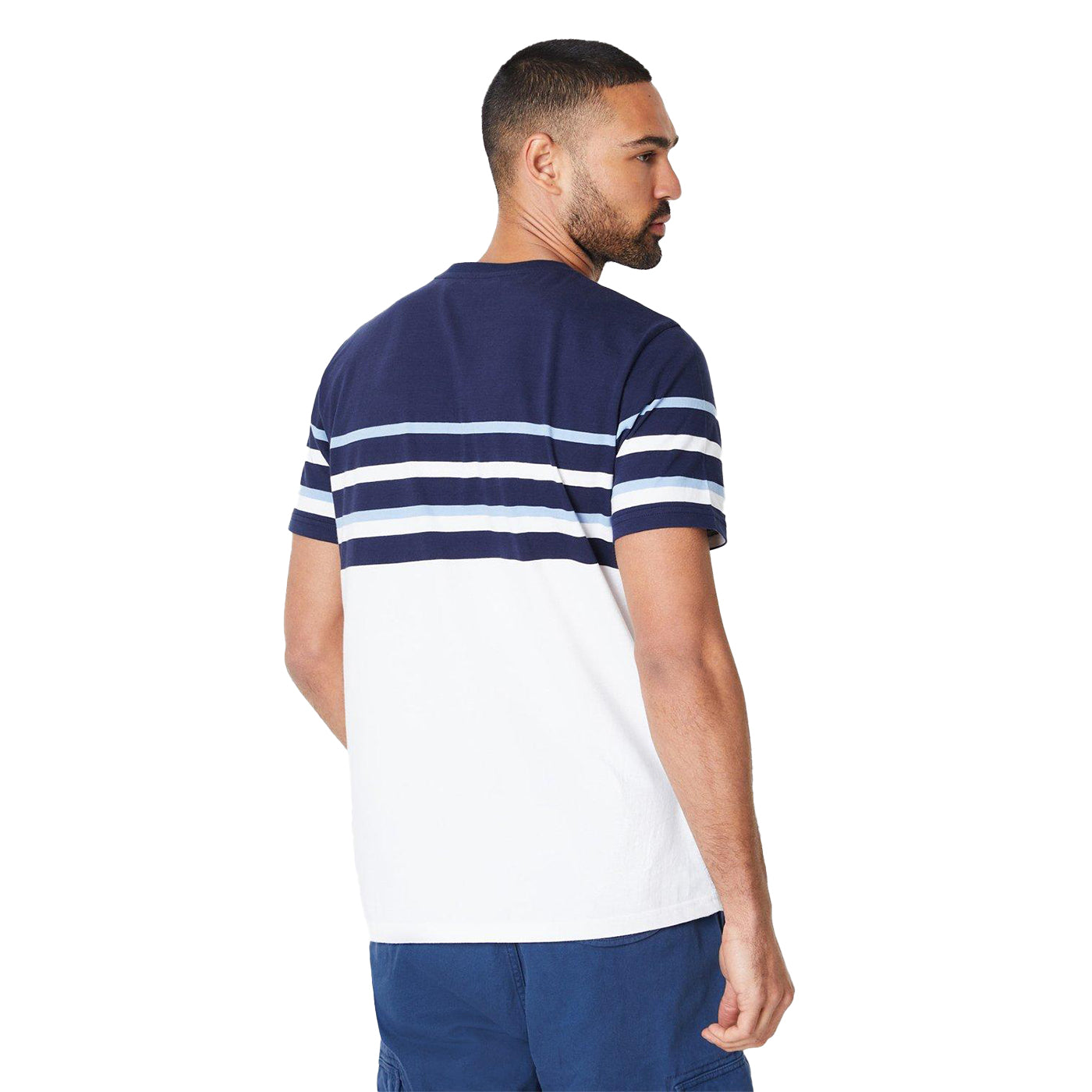 Navy - Back - Maine Mens Atlanta Stripe T-Shirt