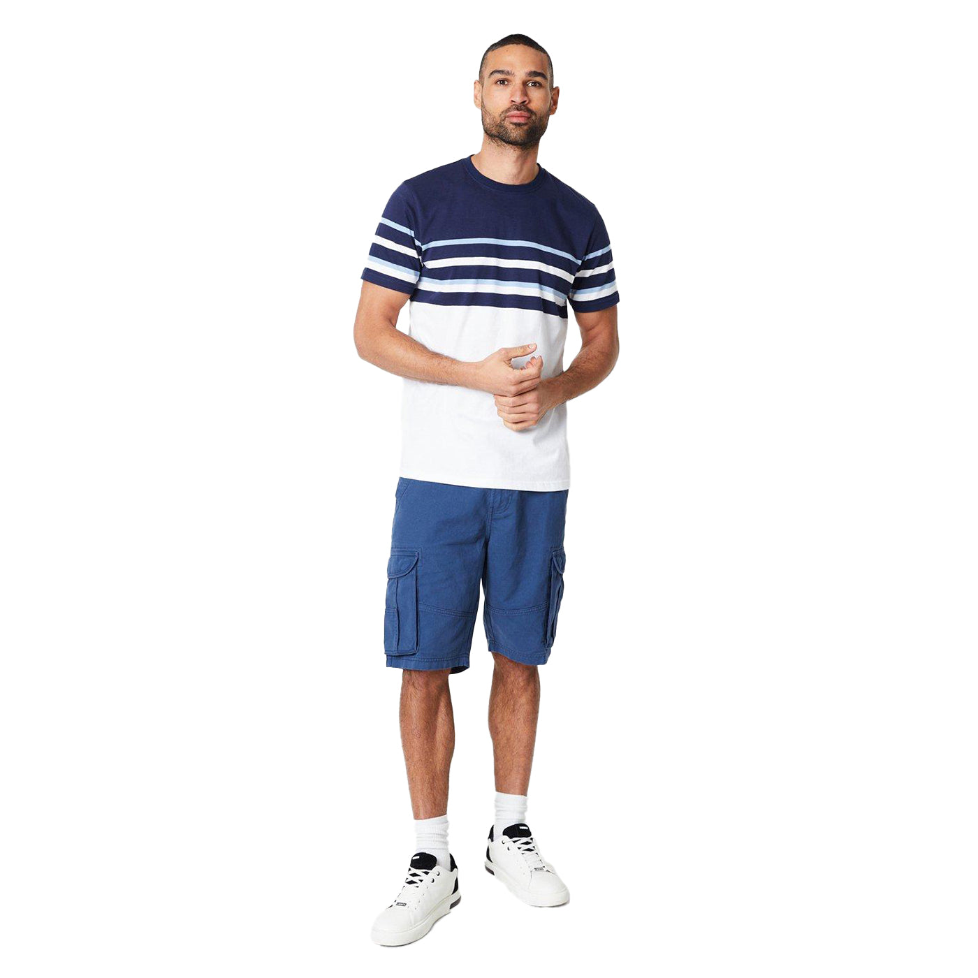 Navy - Lifestyle - Maine Mens Atlanta Stripe T-Shirt