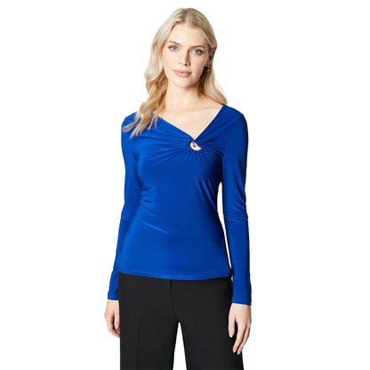 Cobalt - Front - Principles Womens-Ladies Trim Detail Long-Sleeved Top