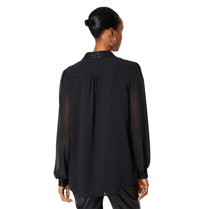 Black - Back - Principles Womens-Ladies Sequin Shirt