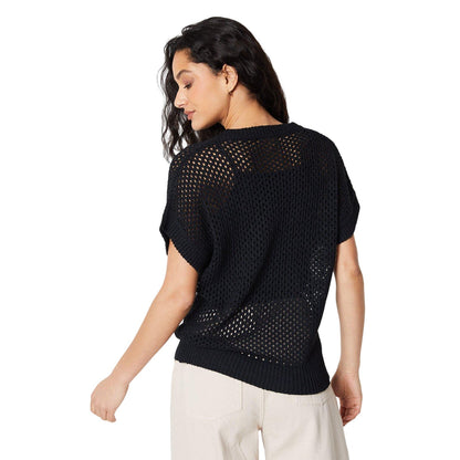 Black - Back - Principles Womens-Ladies Knitted V Neck Relaxed Fit T-Shirt