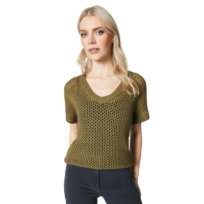 Khaki Green - Front - Principles Womens-Ladies Knitted V Neck Relaxed Fit T-Shirt