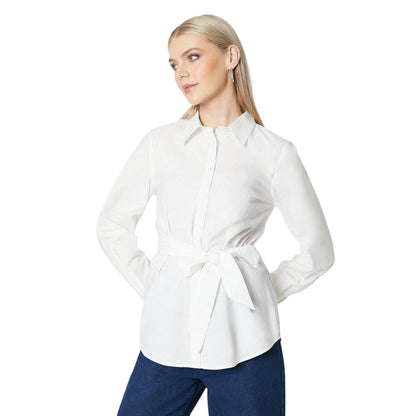 Ivory - Front - Principles Womens-Ladies Poplin Waist Tie Shirt