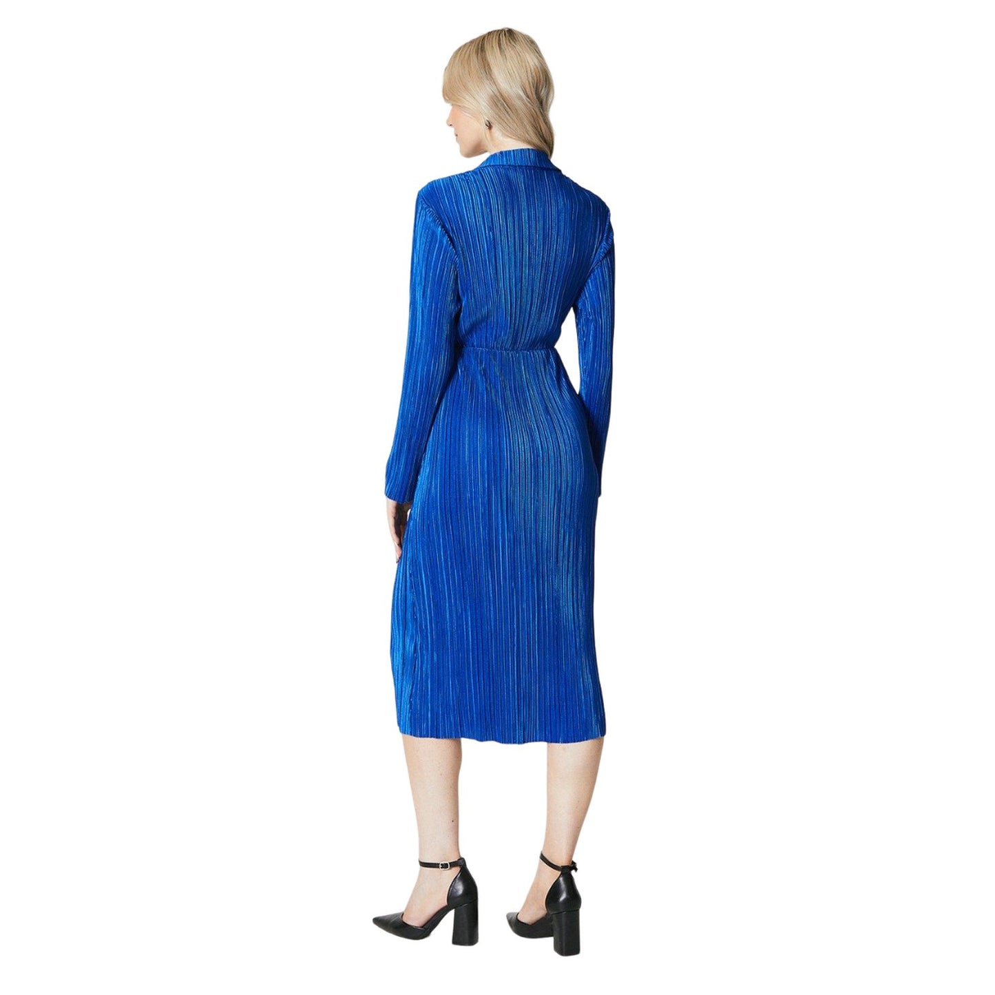 Cobalt - Back - Principles Womens-Ladies Plisse Wrap Midi Dress