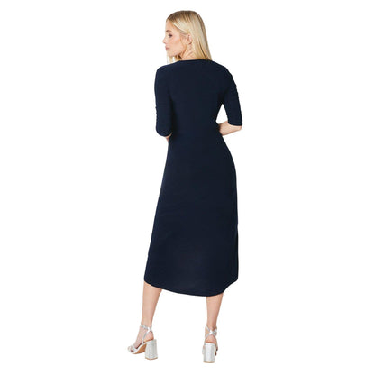 Navy - Back - Principles Womens-Ladies Jersey Wrap Petite Midi Dress