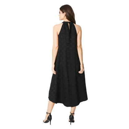 Black - Back - Principles Womens-Ladies Jacquard Halter Neck Midi Dress