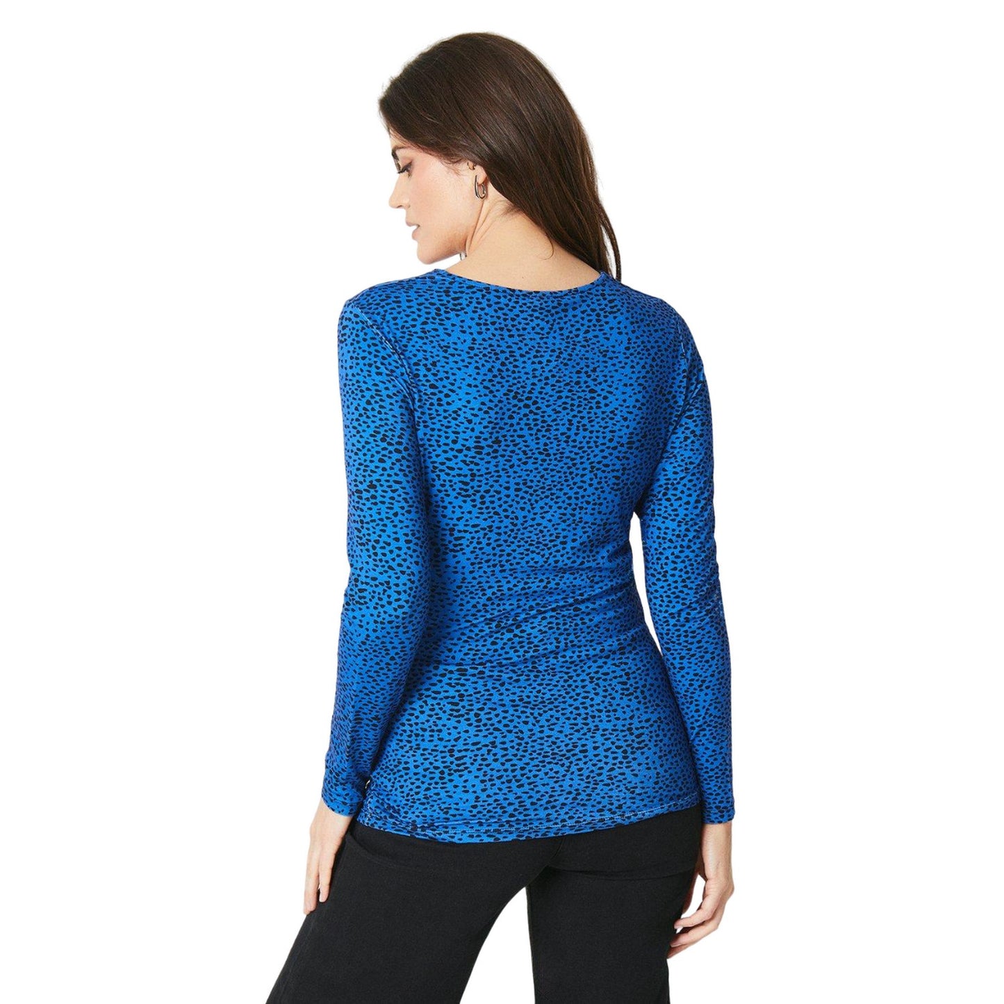 Cobalt - Back - Principles Womens-Ladies Cheetah Print Jersey Twisted Top