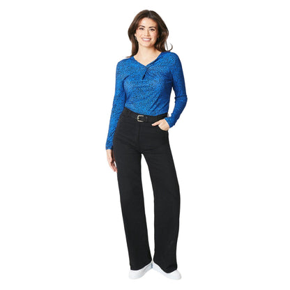 Cobalt - Front - Principles Womens-Ladies Cheetah Print Jersey Twisted Top