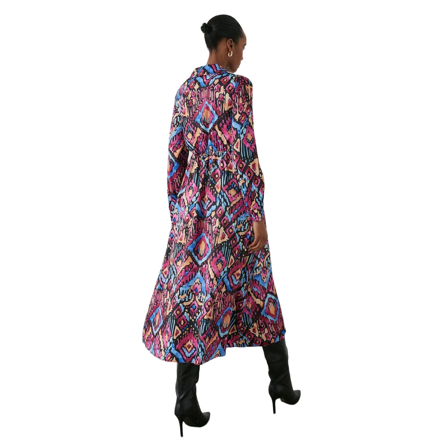 Multicoloured - Back - Principles Womens-Ladies Abstract Satin Wrap Midi Dress