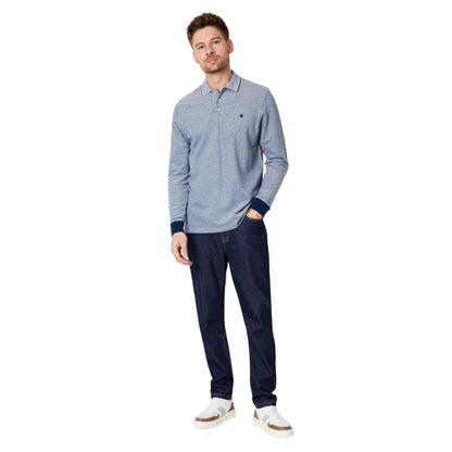 Navy - Lifestyle - Maine Mens Birdseye Long-Sleeved Polo Shirt