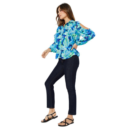 Multicoloured - Lifestyle - Principles Womens-Ladies Marble Effect Cold Shoulder Blouse