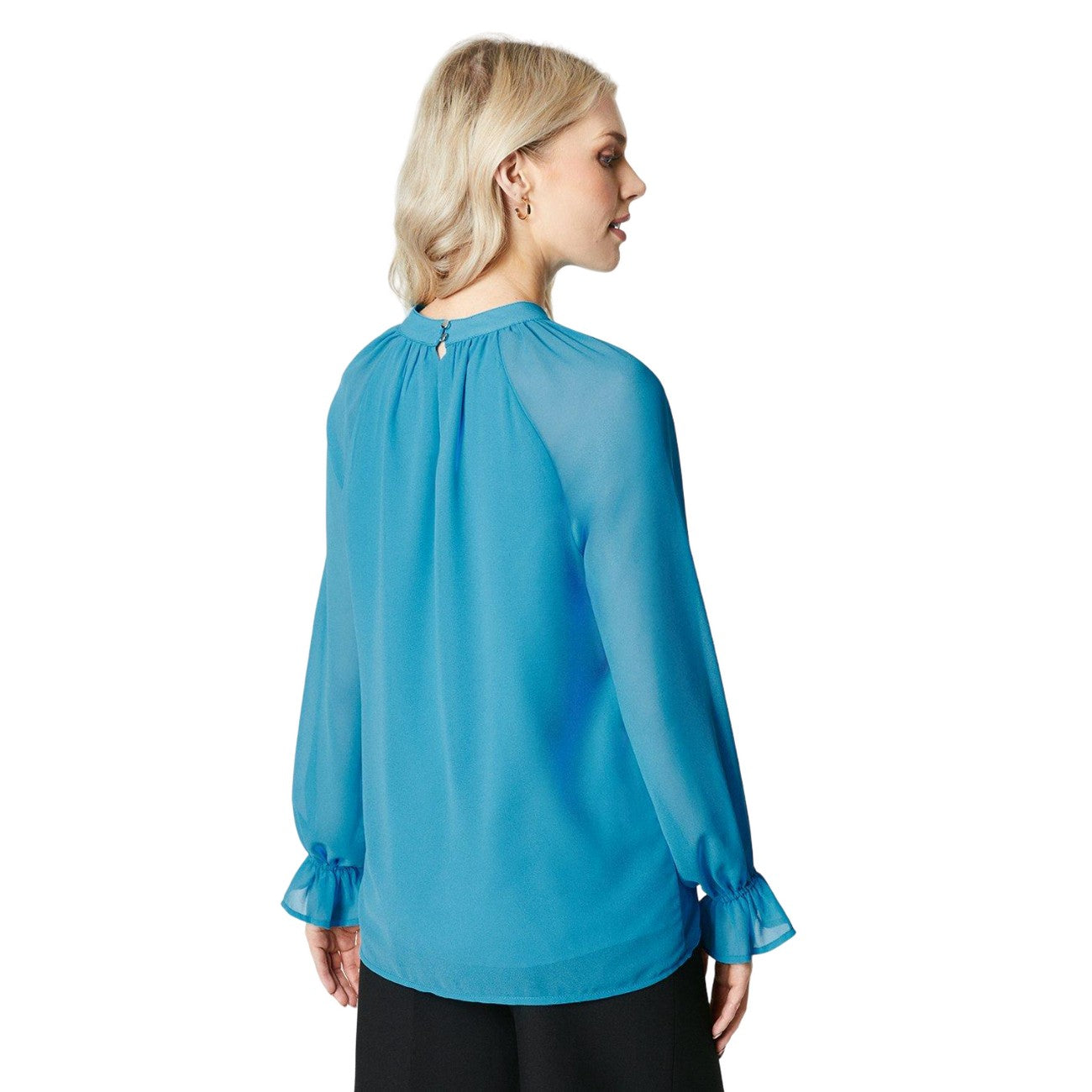 Blue - Back - Principles Womens-Ladies Chiffon High-Neck Blouse