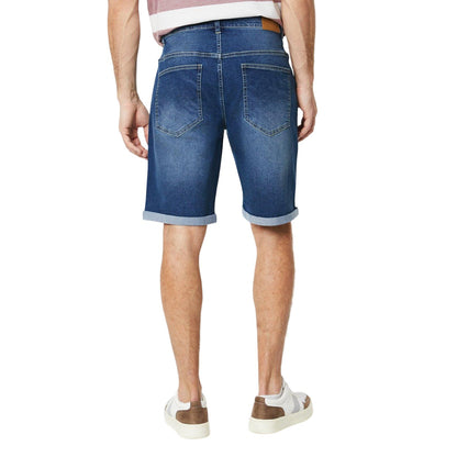 Dark Blue - Back - Maine Mens Denim Regular Shorts
