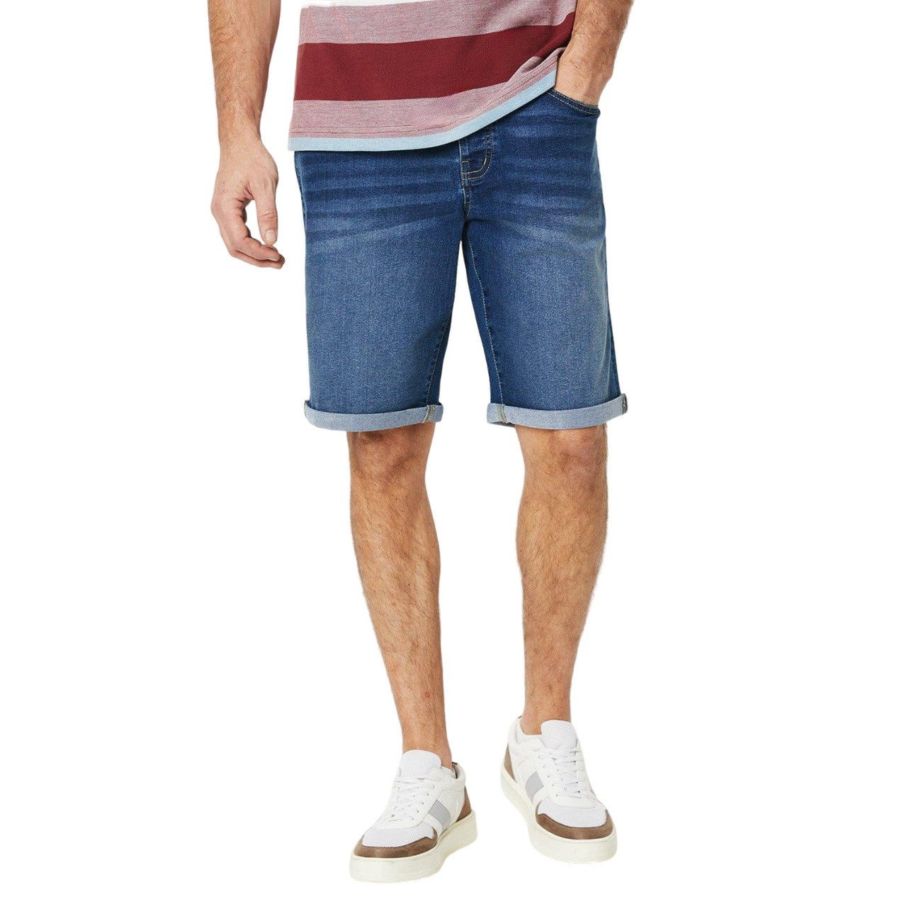 Dark Blue - Front - Maine Mens Denim Regular Shorts