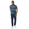 Navy - Side - Maine Mens Feeder Block Stripe T-Shirt