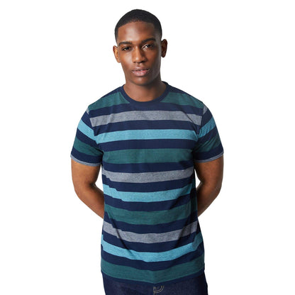 Navy - Front - Maine Mens Feeder Block Stripe T-Shirt