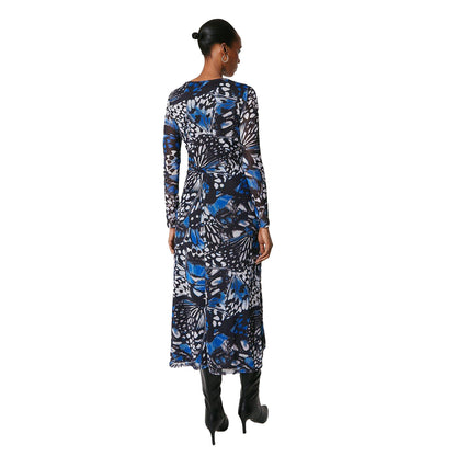 Blue - Back - Principles Womens-Ladies Butterfly Mesh Twisted Midi Dress
