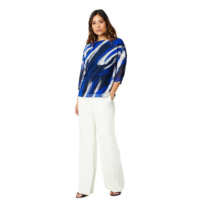 Blue - Side - Debenhams Womens-Ladies Abstract Mesh Over-Layer Top