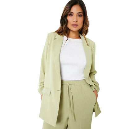 Green - Side - Principles Womens-Ladies Single-Breasted Ruched Blazer