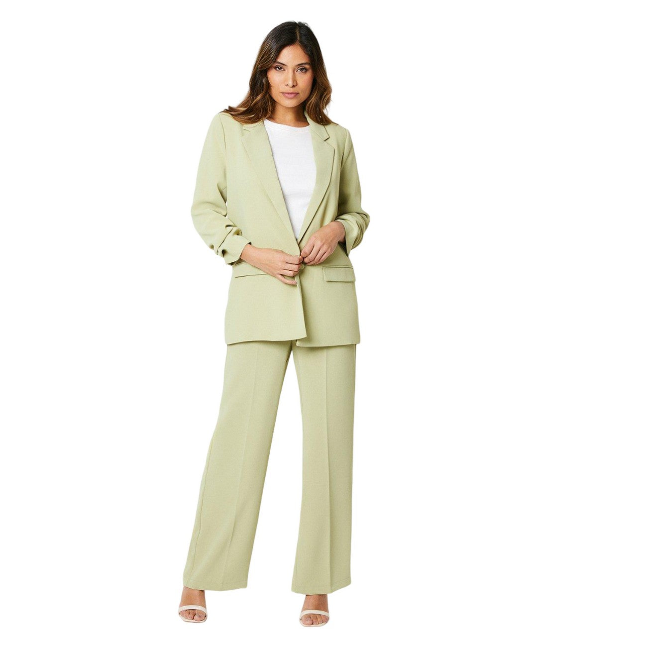 Green - Lifestyle - Principles Womens-Ladies Single-Breasted Ruched Blazer