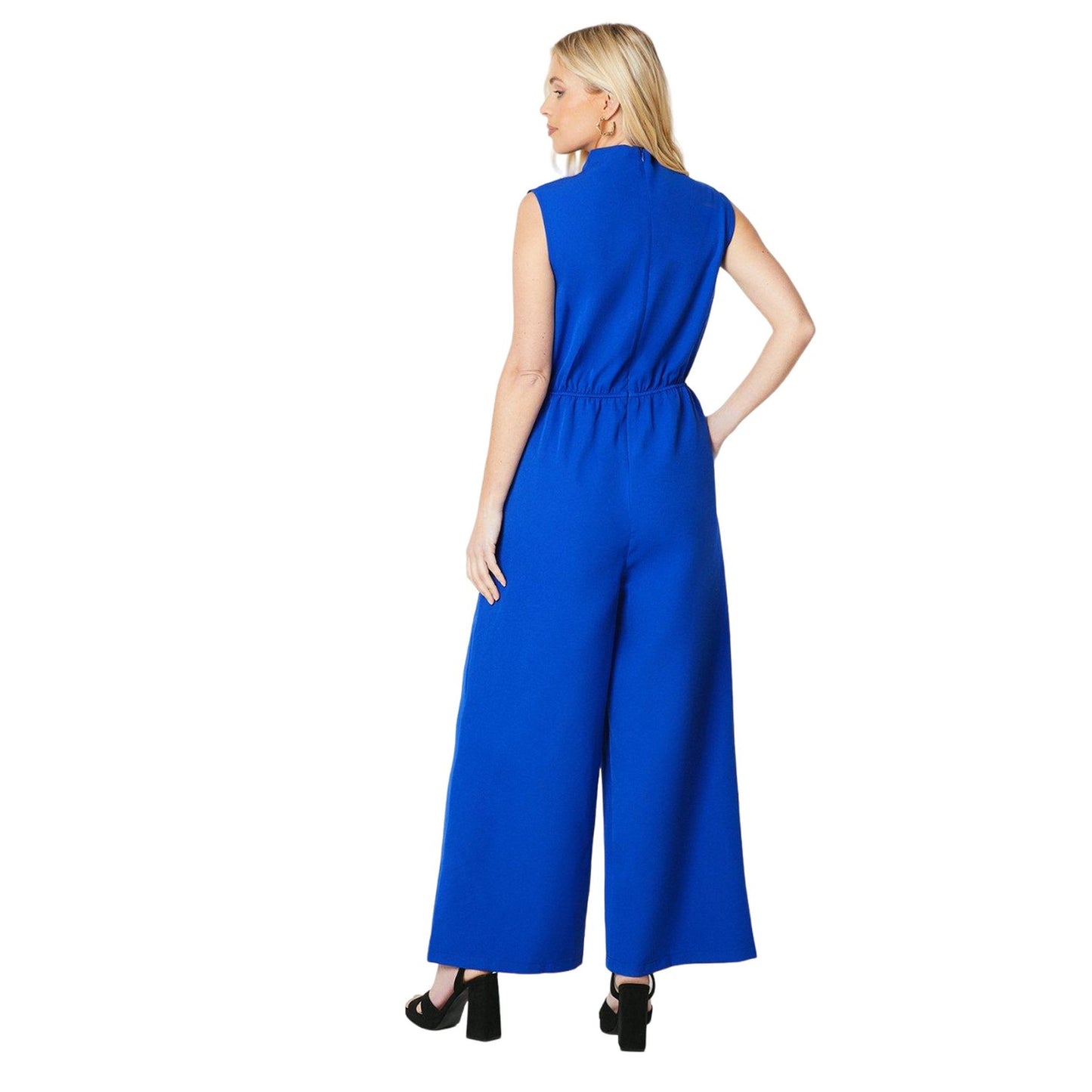 Cobalt - Back - Principles Womens-Ladies Occasion Cowl Neck Petite Jumpsuit