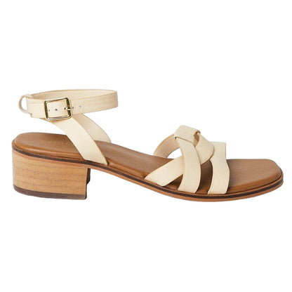 Bone - Back - Principles Womens-Ladies Fion Leather Low Block Heel Sandals
