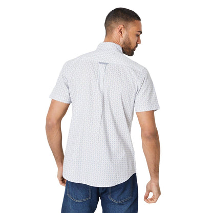 White - Back - Maine Mens Box Geo Tile Print Short-Sleeved Shirt