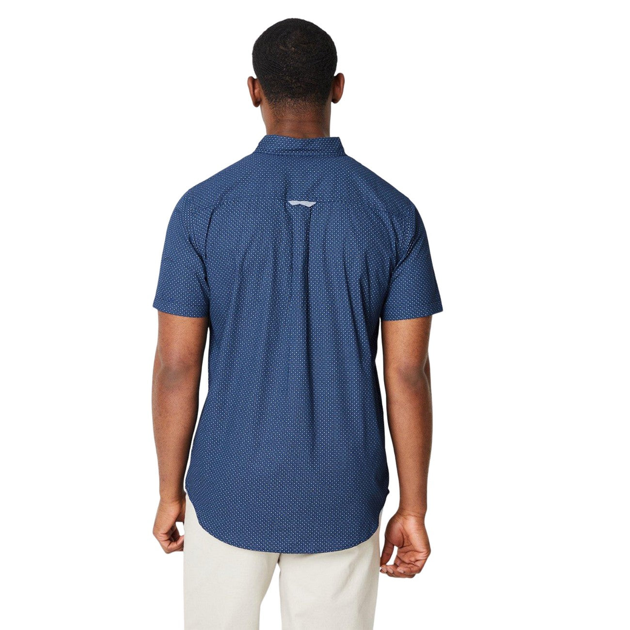 Navy - Back - Maine Mens Geo Micro Geo Print Short-Sleeved Shirt