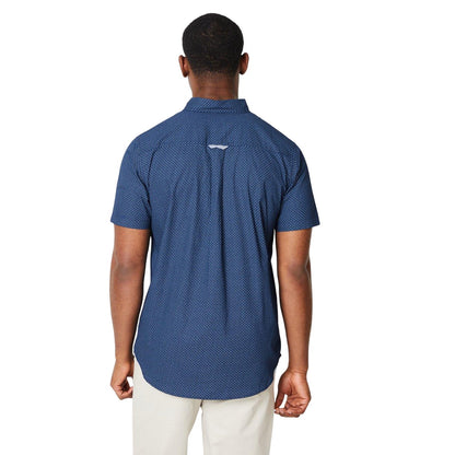 Navy - Back - Maine Mens Geo Micro Geo Print Short-Sleeved Shirt