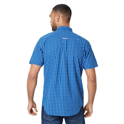 Bright Blue - Back - Maine Mens Highlight Highlight Check Short-Sleeved Shirt