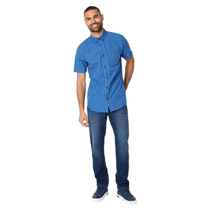 Bright Blue - Lifestyle - Maine Mens Highlight Highlight Check Short-Sleeved Shirt
