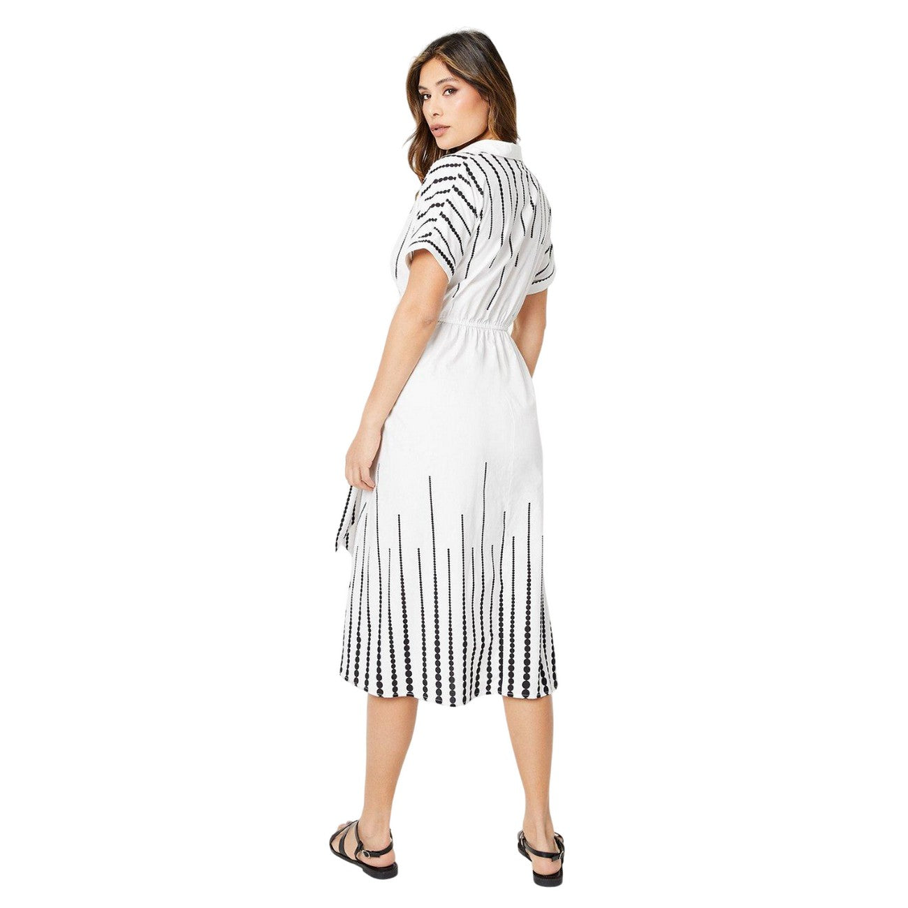 White-Black - Back - Principles Womens-Ladies Border Spot Midi Dress