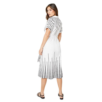 White-Black - Back - Principles Womens-Ladies Border Spot Midi Dress