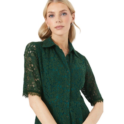 Green - Side - Principles Womens-Ladies Lace Midi Shirt Dress