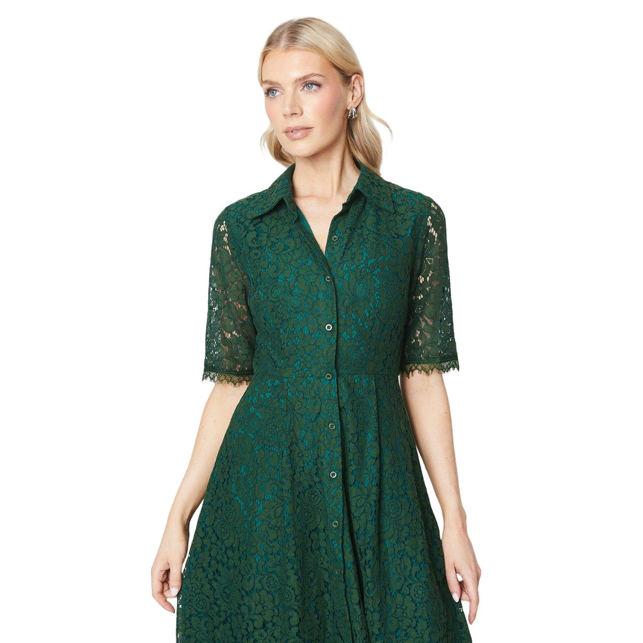 Green - Lifestyle - Principles Womens-Ladies Lace Midi Shirt Dress