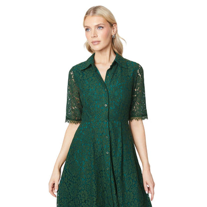 Green - Lifestyle - Principles Womens-Ladies Lace Midi Shirt Dress