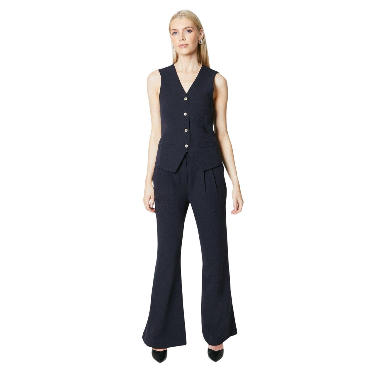 Navy - Lifestyle - Principles Womens-Ladies High Waist Wide Leg Trousers